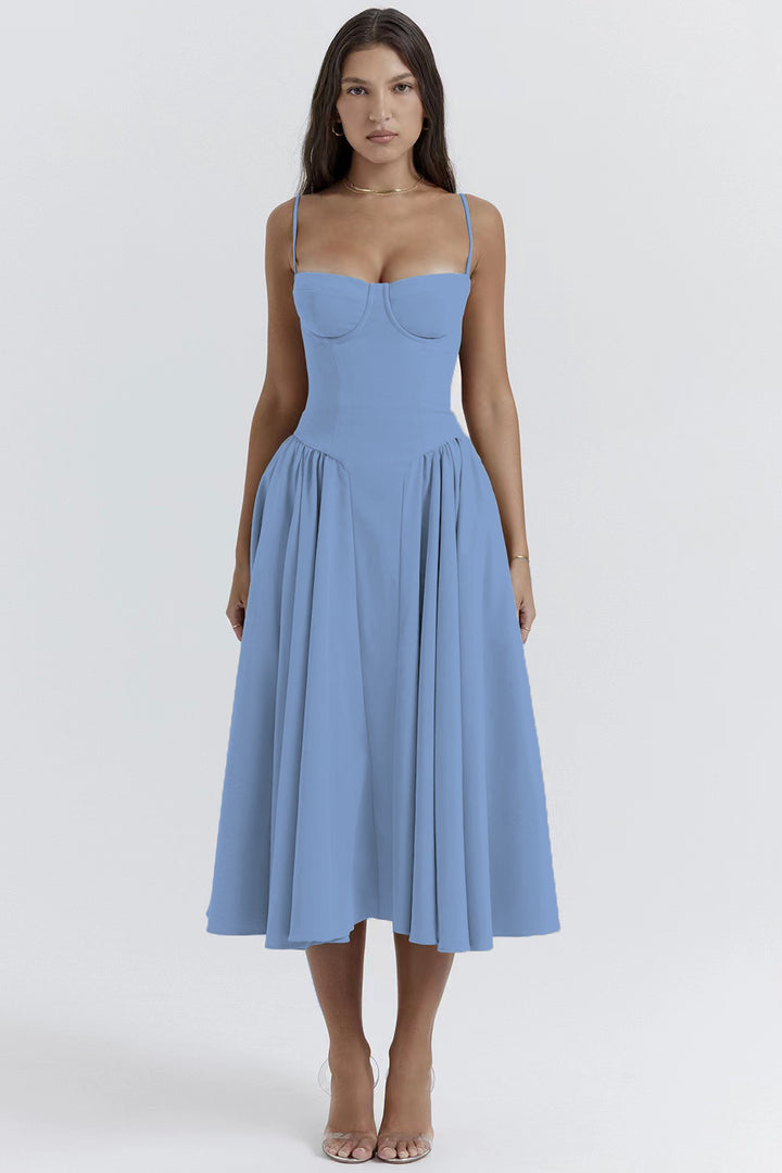 Damen Midi-Kleid mit elegantem Schnitt und komfortablen Trägern Drune