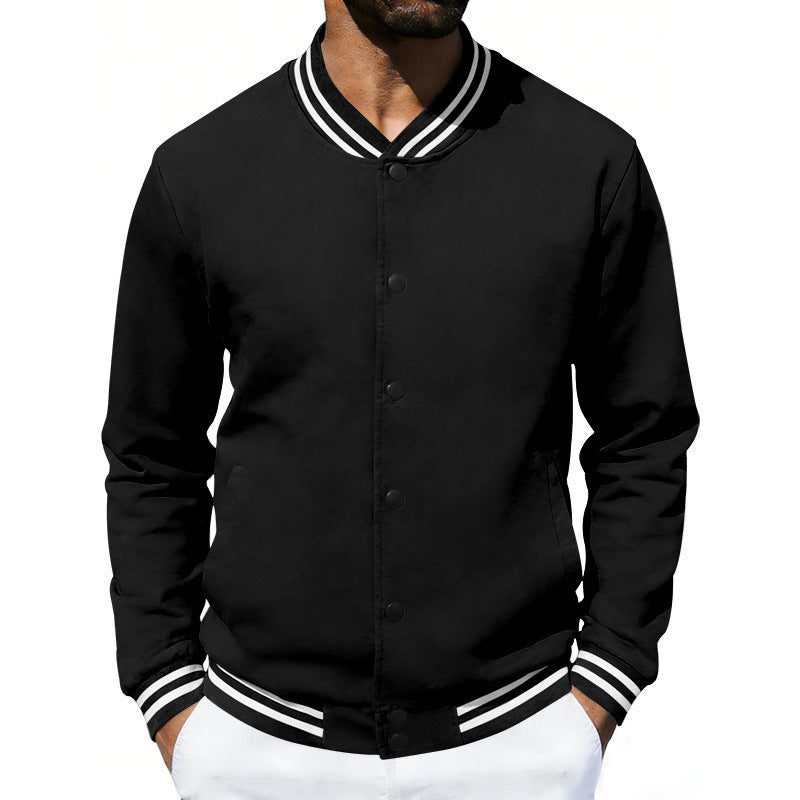 Herren Varsity-Bomberjacke aus Sweat mit gestreiftem Rippkragen Drune