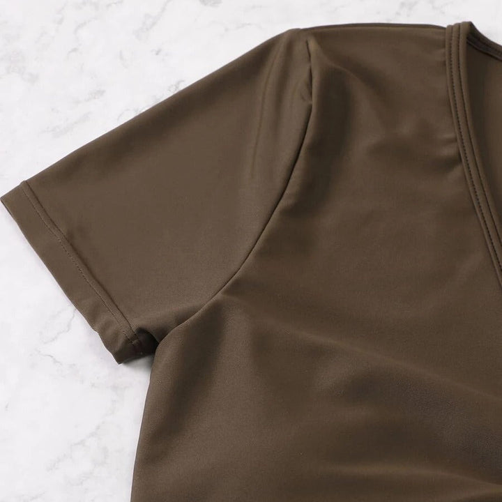Damen Badeset mit gerafftem Oberteil und hoch tailliertem Slip Drune