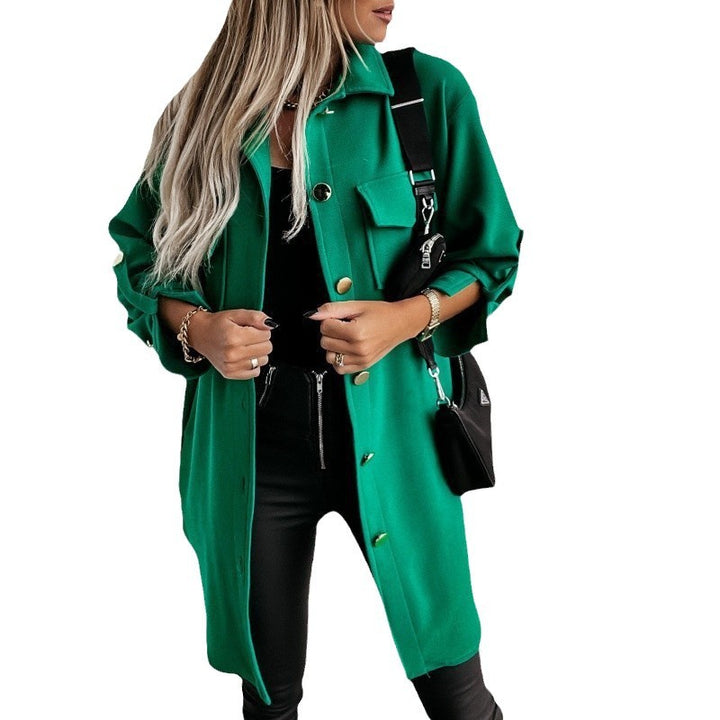 Damen Stylish Overshirt mit praktischen Taschen und druckknopfbarer Front Drune
