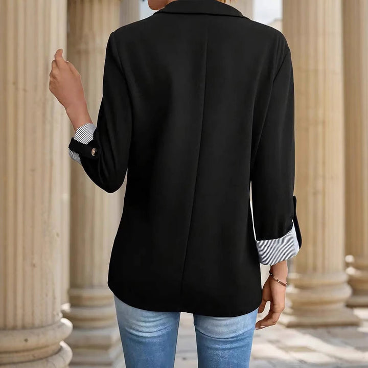 Damen Blazer mit 3/4-Ärmeln, Kentkragen und aufgesetzten Pattentaschen Drune