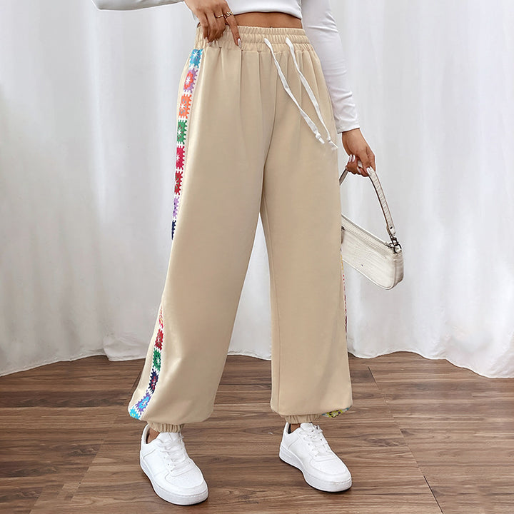 Damen Jogginghose mit buntem Seitenmuster Drune
