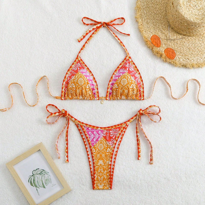 Damen Triangel-Bikini mit verspieltem Schnitt und exotischem Muster Drune