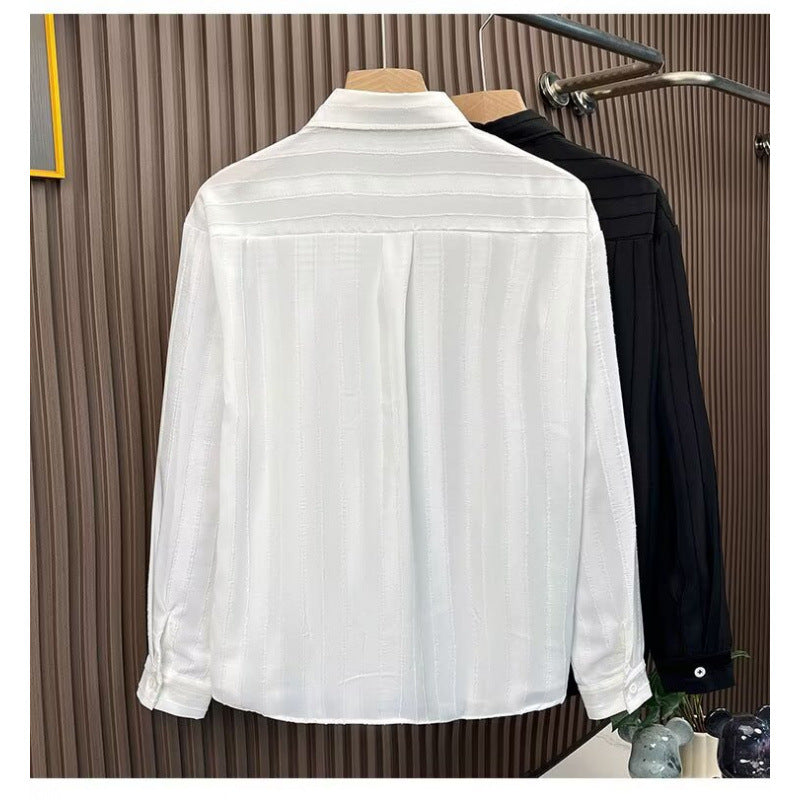 Damen Elegant Gestreiftes Langarmhemd Drune