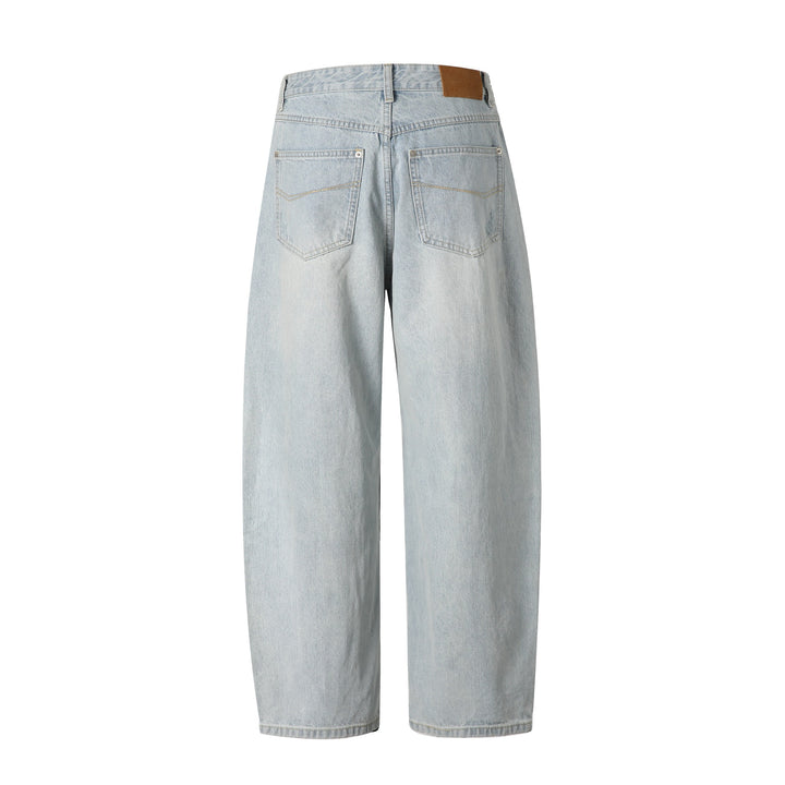 Damen High‑Waist Relaxed‑Straight Jeans mit Destroy‑Effekt und weitem Bein Drune