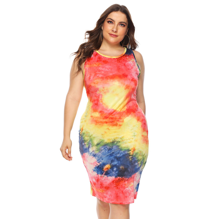 Damen figurbetontes Sommerkleid mit buntem Batik-Muster Drune