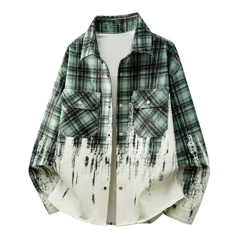 Herren Modische Karo Hemdjacke Drune