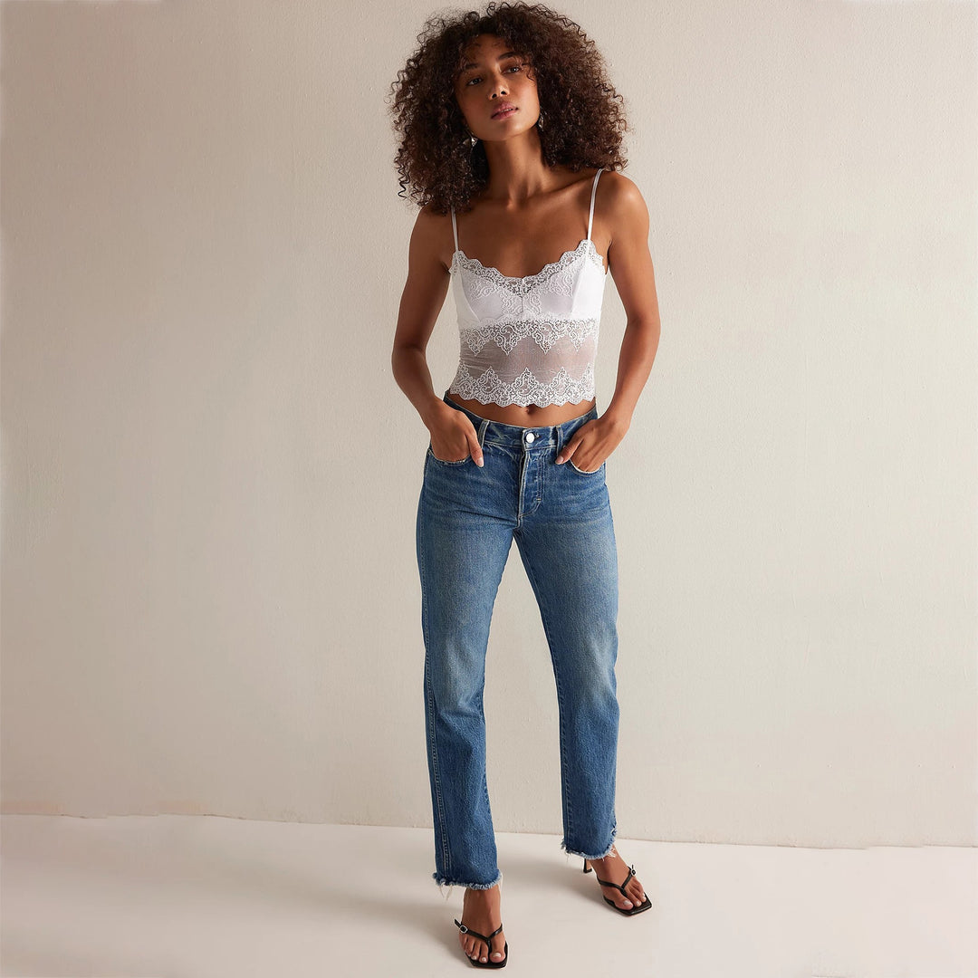 Damen Spitzen-Crop-Top und Shorts Set Drune