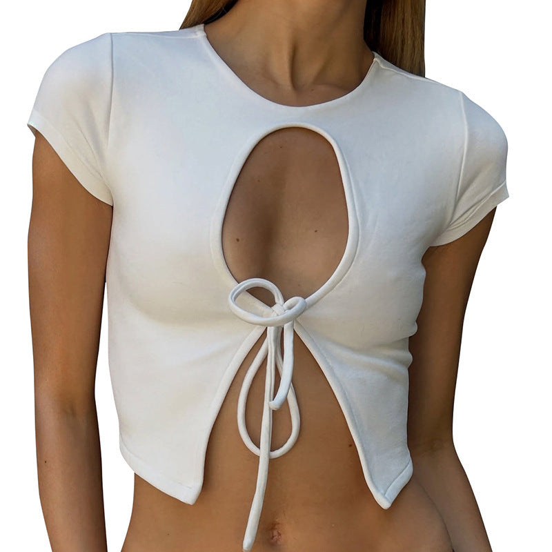 Damen Cropped Top mit raffiniertem Cut-Out und Knotendetail Drune