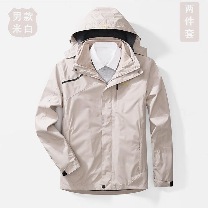 Herren zweilagige wasserdichte Outdoorjacke mit Fleecekragen und Kapuze Drune