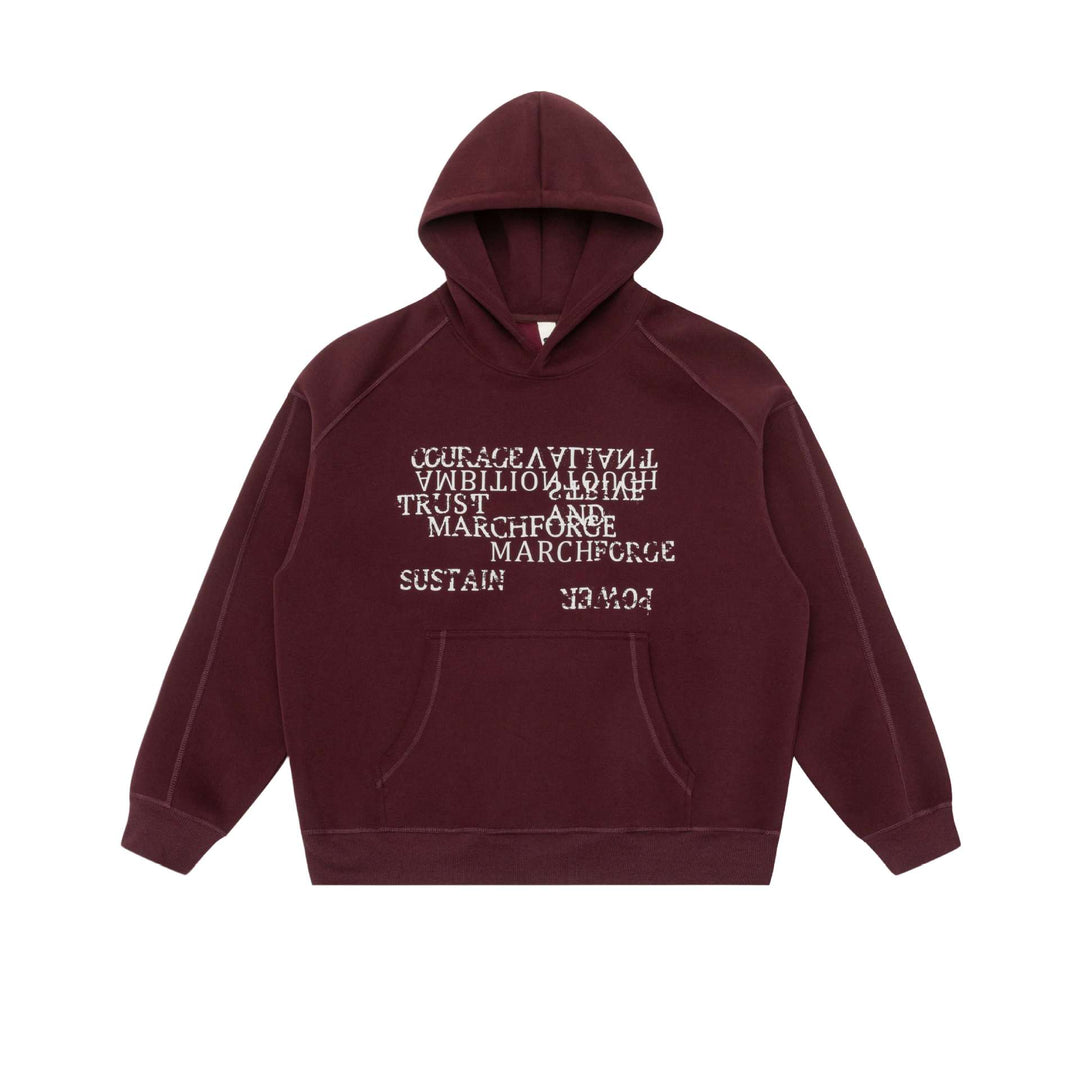 Unisex Oversize-Kapuzenpullover mit Raglanärmeln, Kängurutasche und versetztem Typo-Print Drune