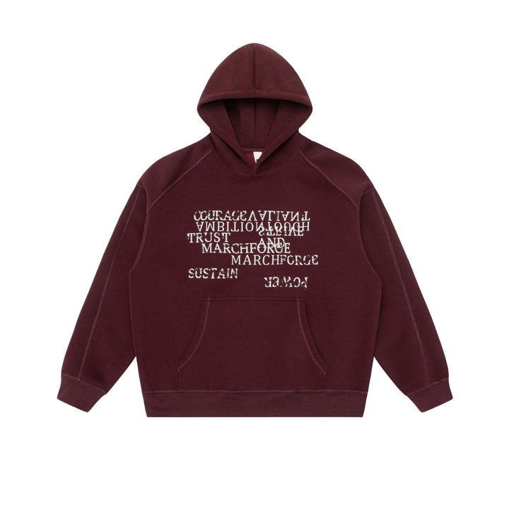 Unisex Oversize-Kapuzenpullover mit Raglanärmeln, Kängurutasche und versetztem Typo-Print Drune