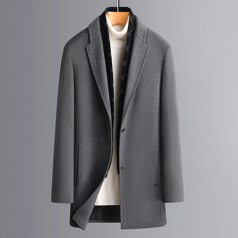 Herren Eleganter einreihiger Wollmix-Übermantel mit schmaler Silhouette Drune