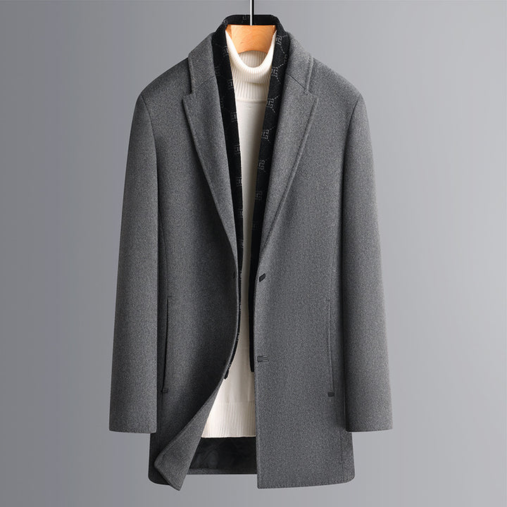 Herren Eleganter einreihiger Wollmix-Übermantel mit schmaler Silhouette Drune