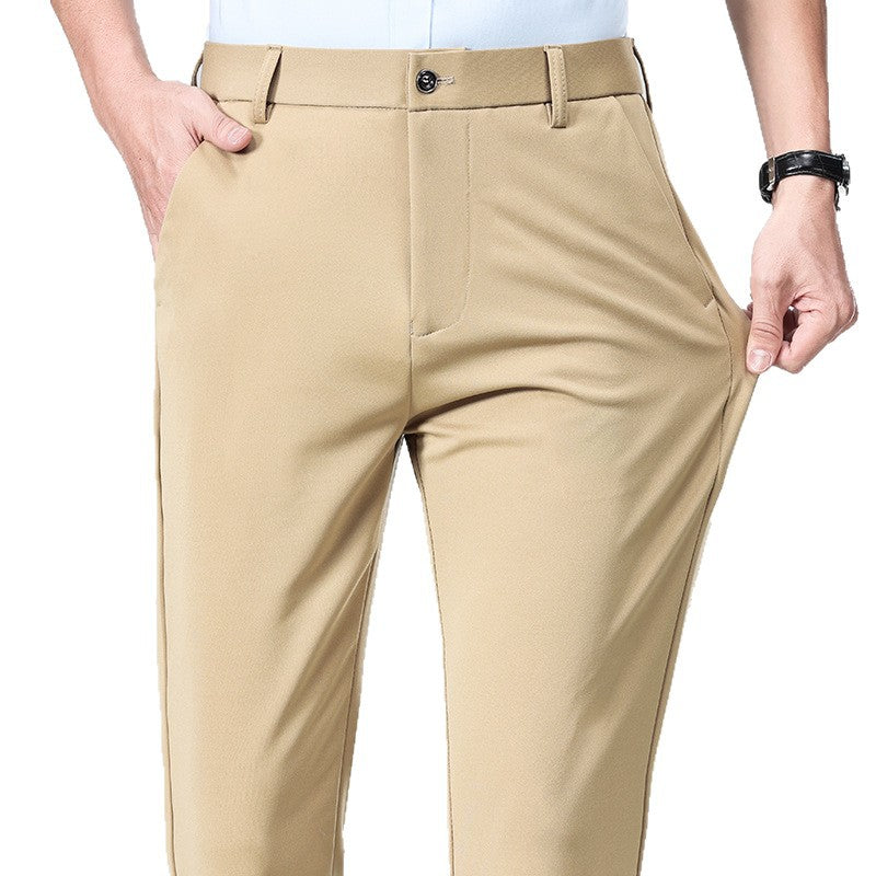 Herren Schlanke Business-Chinohose mit Stretch-Twill, Bügelfalte & verdeckten Reißverschlusstaschen Drune