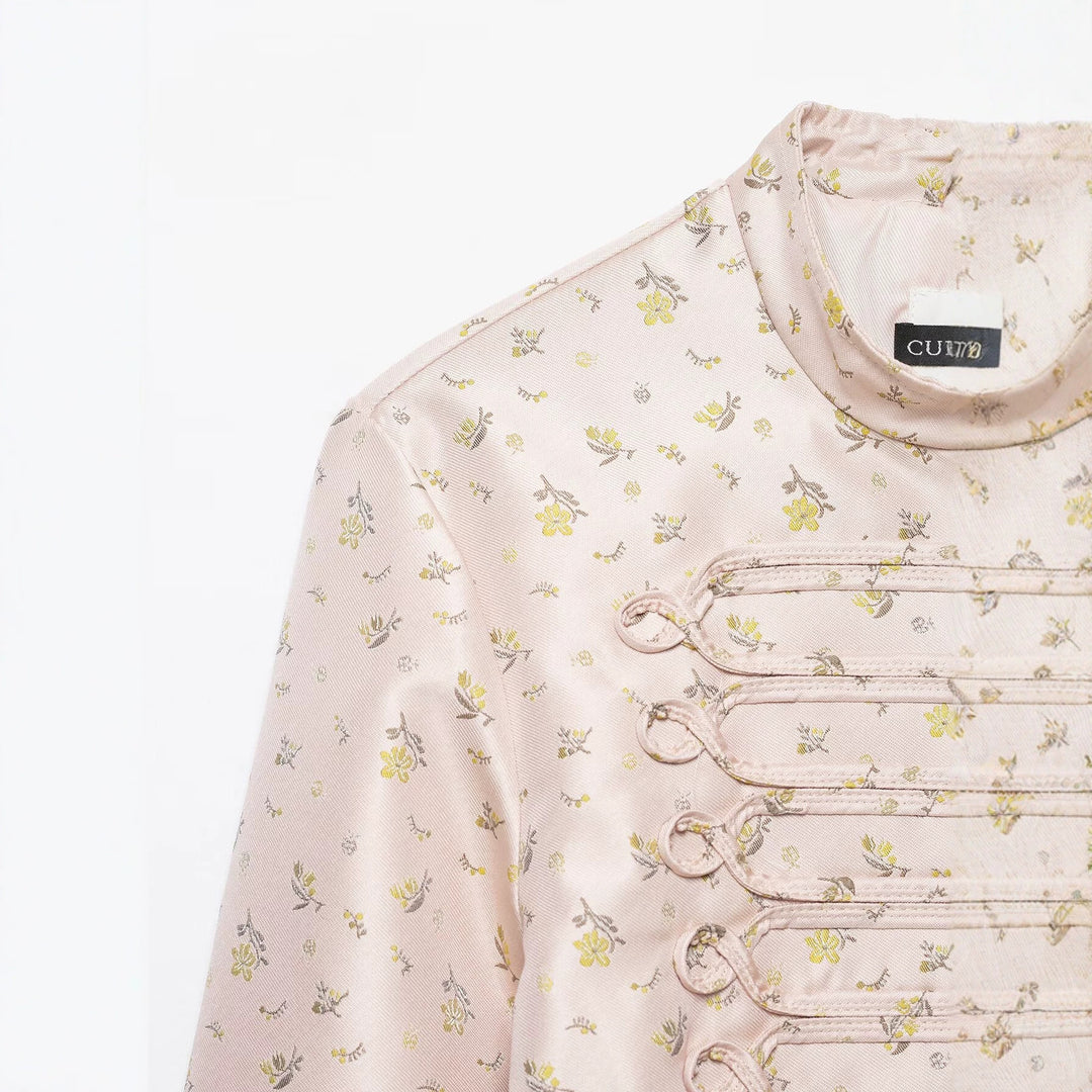 Damen Kurzjacke im militärisch inspirierten Brokat- und Frogging-Design Drune