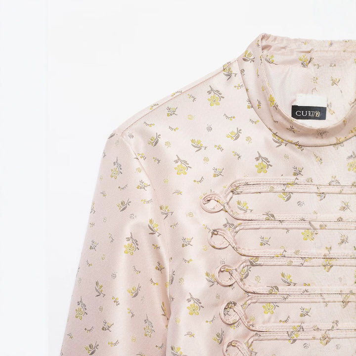 Damen Kurzjacke im militärisch inspirierten Brokat- und Frogging-Design Drune