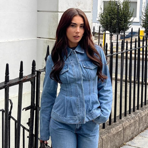 Damen Taillierte Jeansjacke mit konturierenden Abnähern Drune