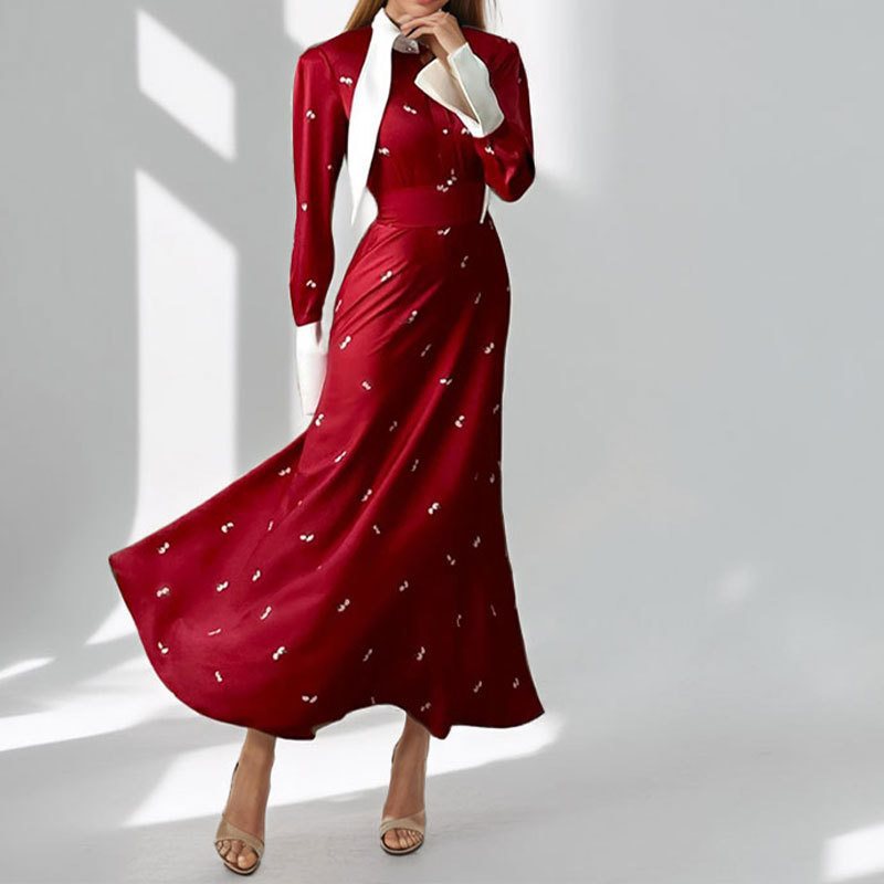 Damen Maxi-Kleid mit eleganter Overlay-Jacke und zarten Applikationen Drune