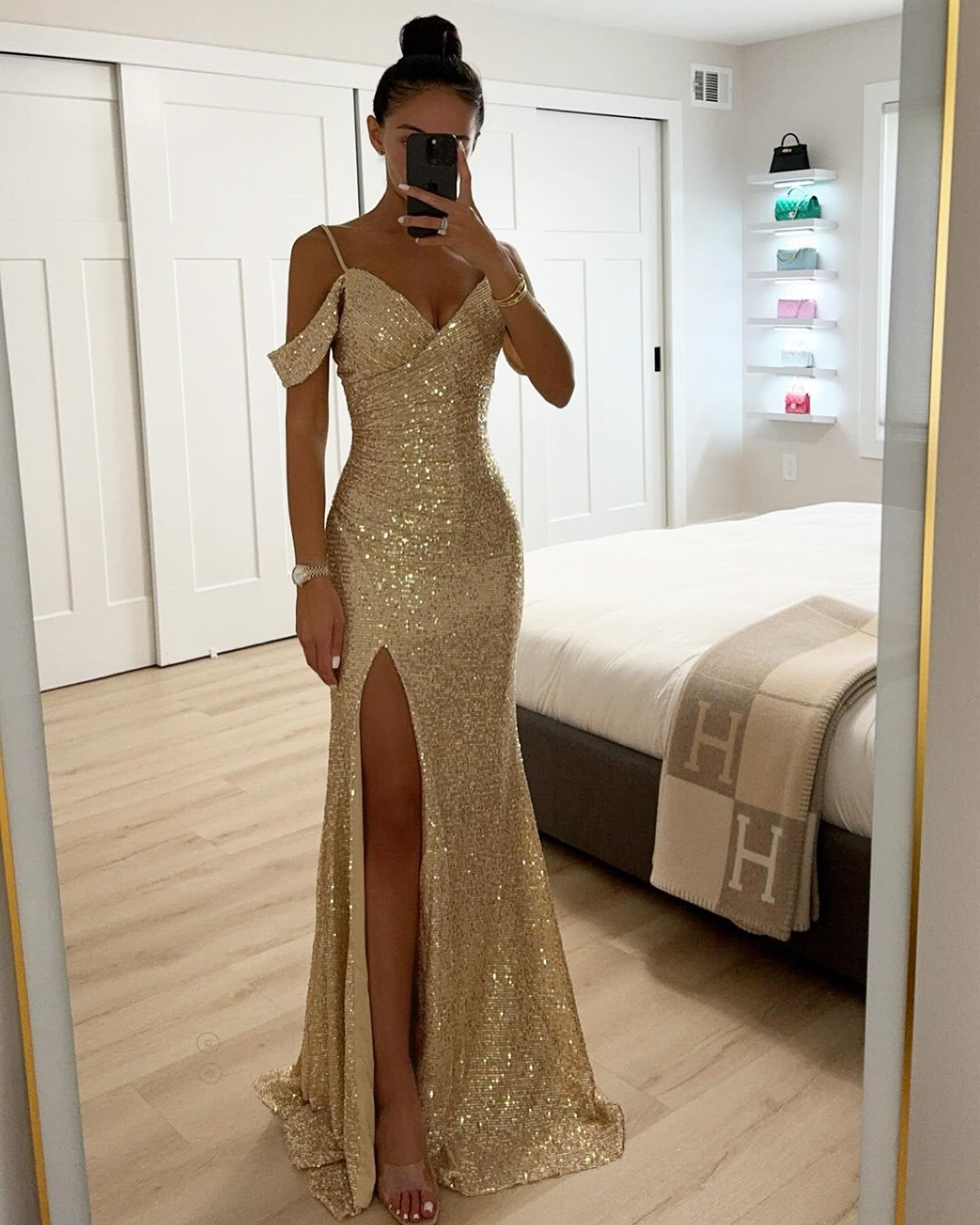 Drune | Elegantes Damenkleid Mit Pailletten Und Trägern