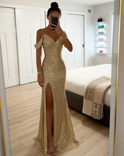 Drune | Elegantes Damenkleid Mit Pailletten Und Trägern