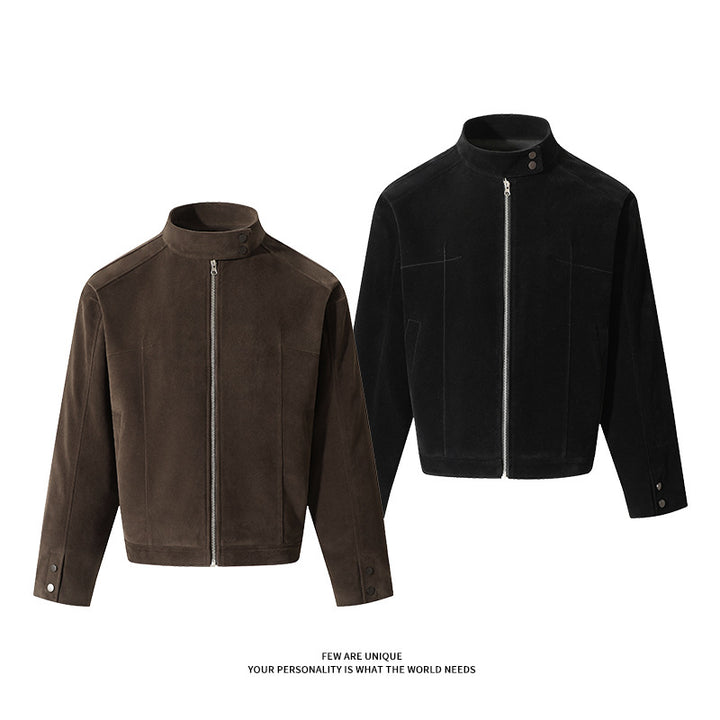 Herren Freizeitjacke aus weichem Kunstleder mit praktischem Kragen und Reißverschluss Drune