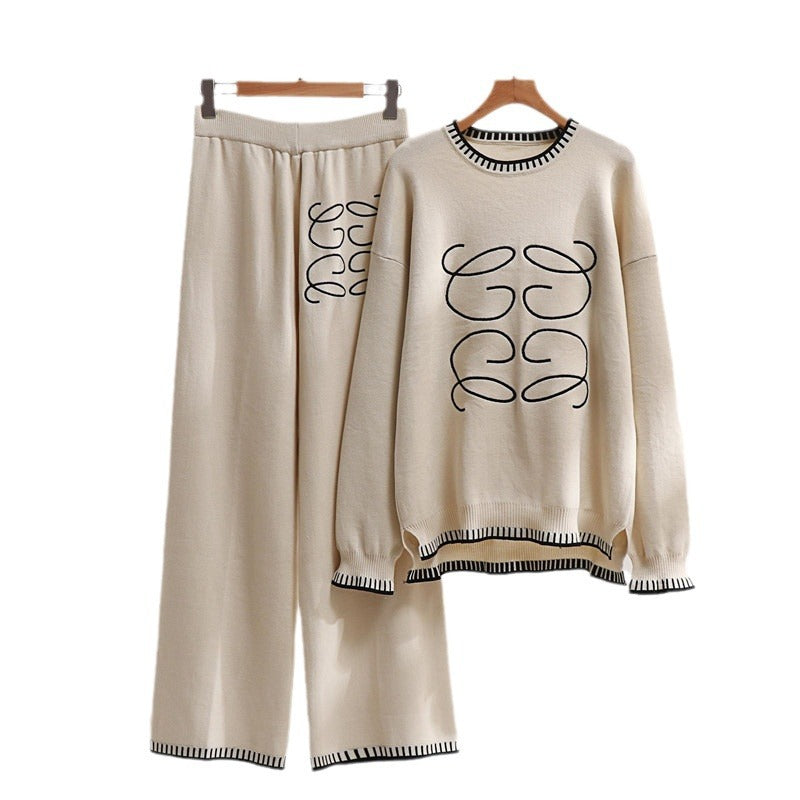 Damen gemütliches Sweatset mit grafischem Design und eleganten Kontrastdetails Drune