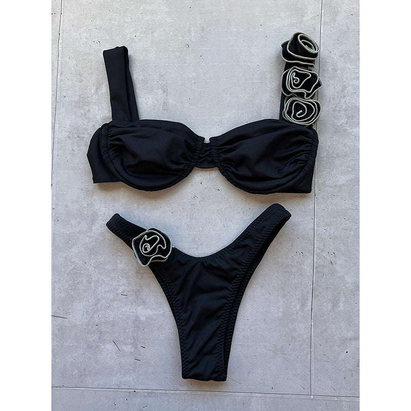 Damen Bikini mit dekorativen Blumenakzenten Drune