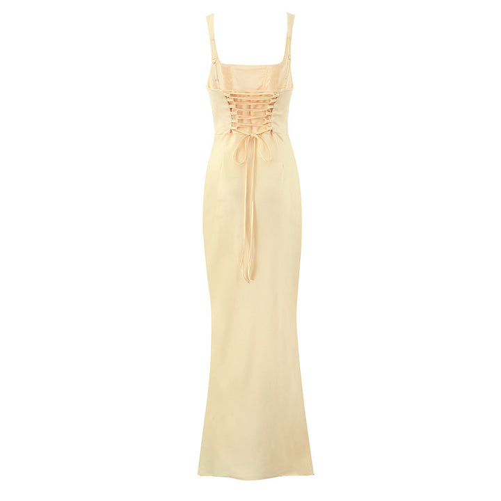 Damen Maxikleid mit elegantem Quadrat-Ausschnitt und raffinierten Drapierungen Drune