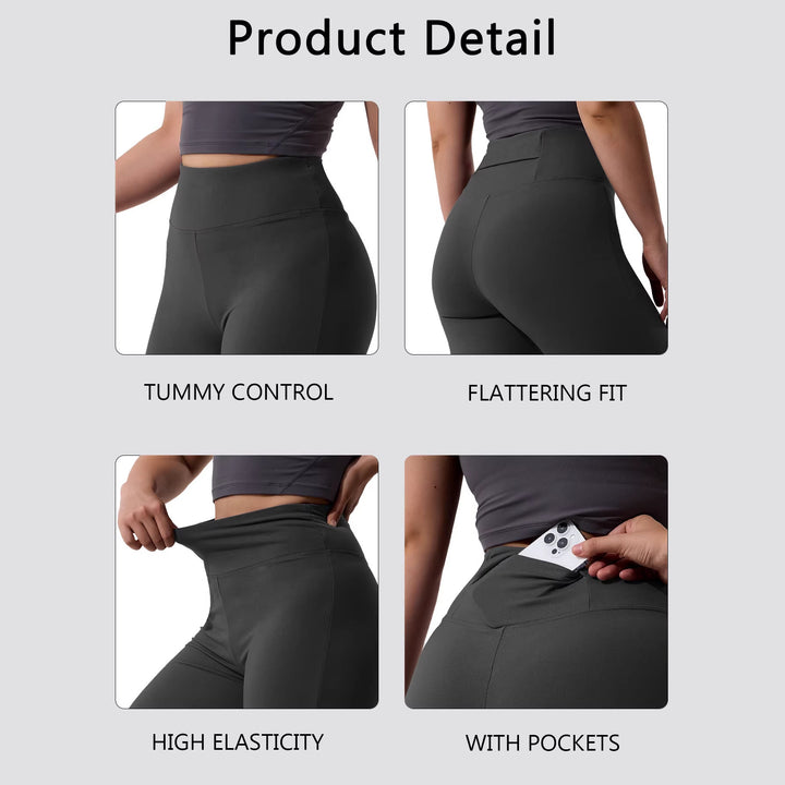 Damen High-Waist Bootcut-Yogahose mit formender Rückenpasse und weitem Bein Drune