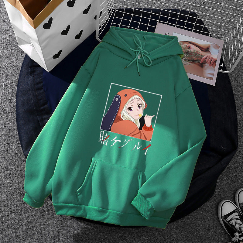 Damen nan Oversize Kapuzenpullover mit Manga-Frontprint und Kängurutasche Drune