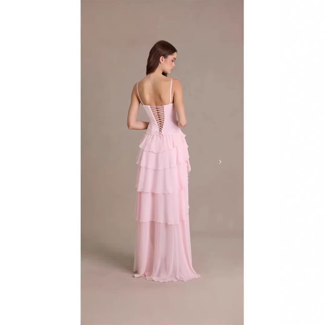 Damen verspieltes Cocktailkleid mit asymmetrischem Saum und Rüschendetails Drune
