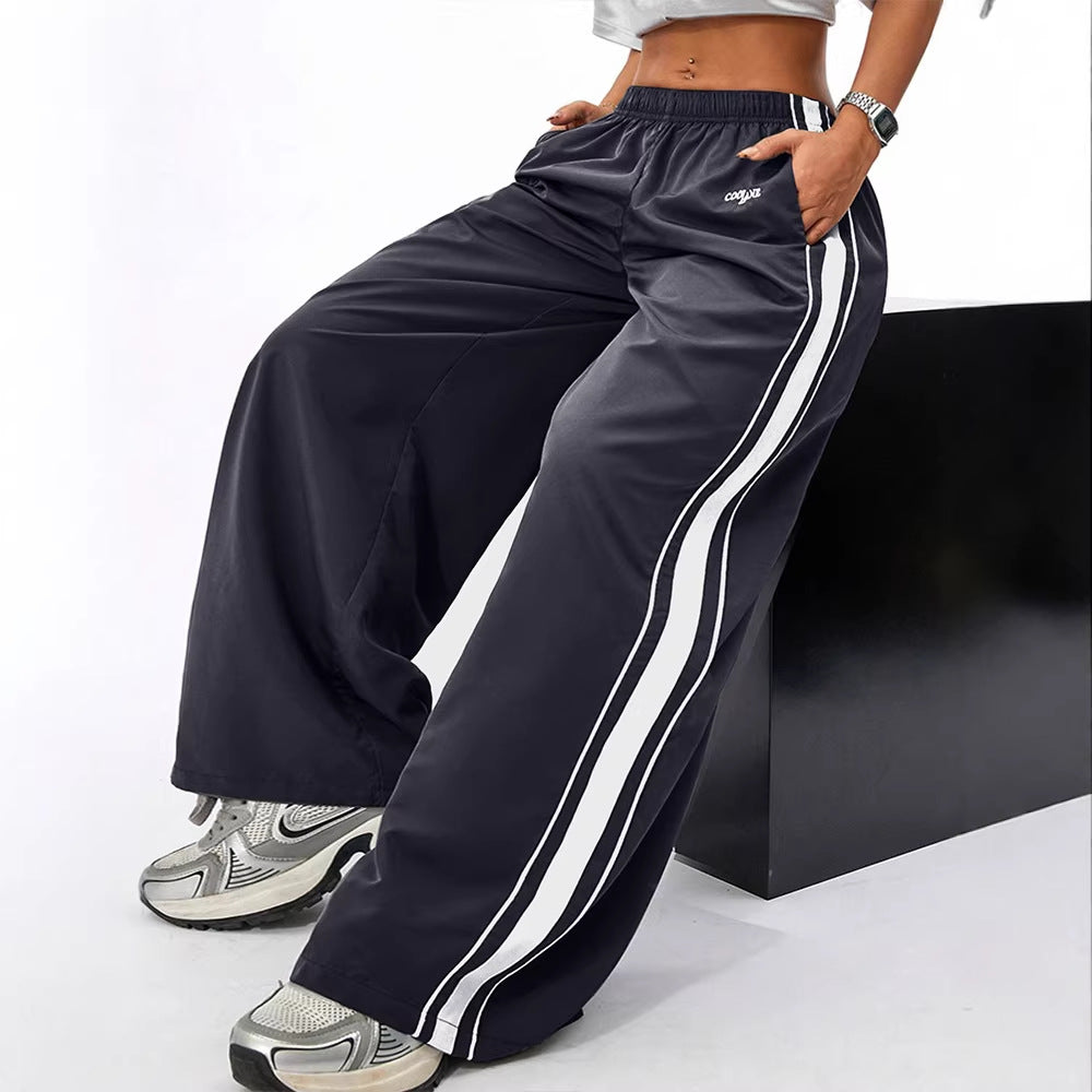 Damen Sportliche Freizeithose mit elastischem Bund und weitem Bein Drune