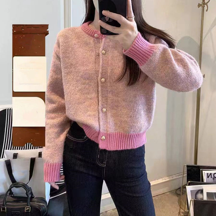 Damen gestrickte Cardigan mit dekorativen Perlenknöpfen Drune