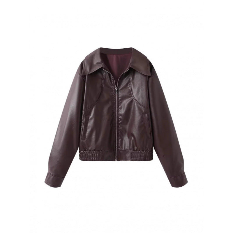 Damen modische Kunstlederjacke mit raffinierter Passform Drune