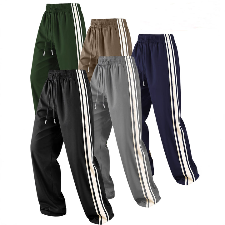 Herren Weite Trainingshose mit elastischem Tunnelzugbund, seitlichem Kontraststreifen & lockerem Baggy‑Schnitt Drune