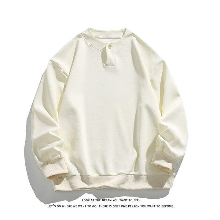 Unisex Oversize-Henley-Sweatshirt mit Druckknopf am Kragen Drune