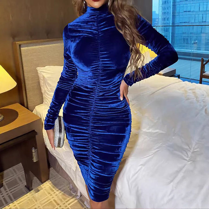 Damen Elegantes figurbetontes Samtkleid Drune