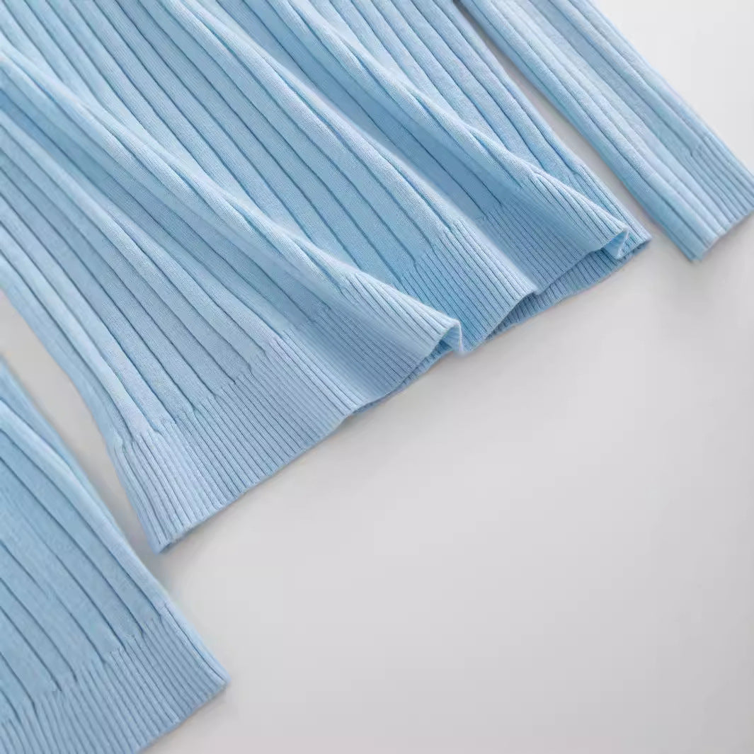 Damen Feines V-Ausschnitt Strickoberteil im Rippdesign Drune