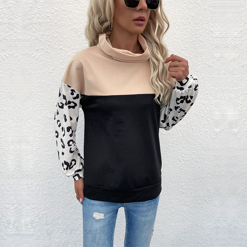 Damen Oversize-Pullover mit Schalkragen, Colourblock und Ballonärmeln Drune