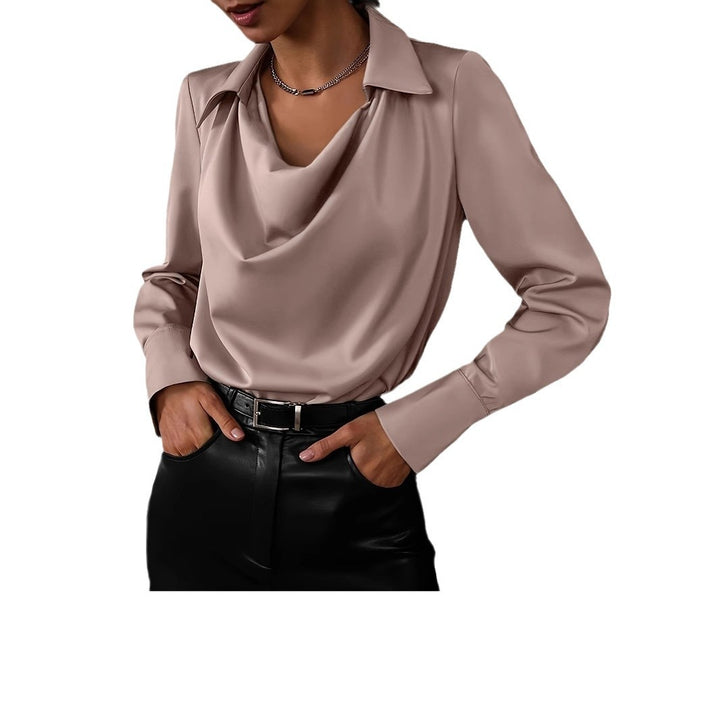 Damen Elegante Bluse mit schwungvollem Ausschnitt und langem Arm Drune
