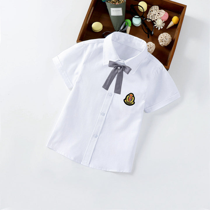 Jungen elegante kurzärmlige Bluse mit Fliege Drune