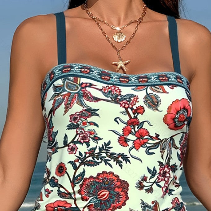 Damen Tankini-Set mit floralen Akzenten und unterstützendem Schnitt Drune
