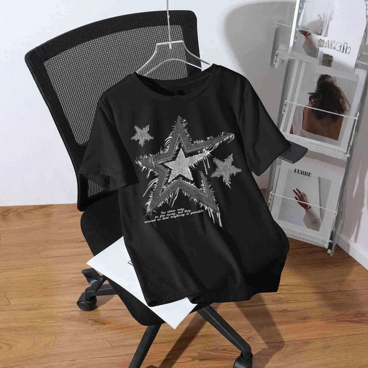 Damen T-Shirt mit trendigem Sternmotiv und lässiger Passform Drune