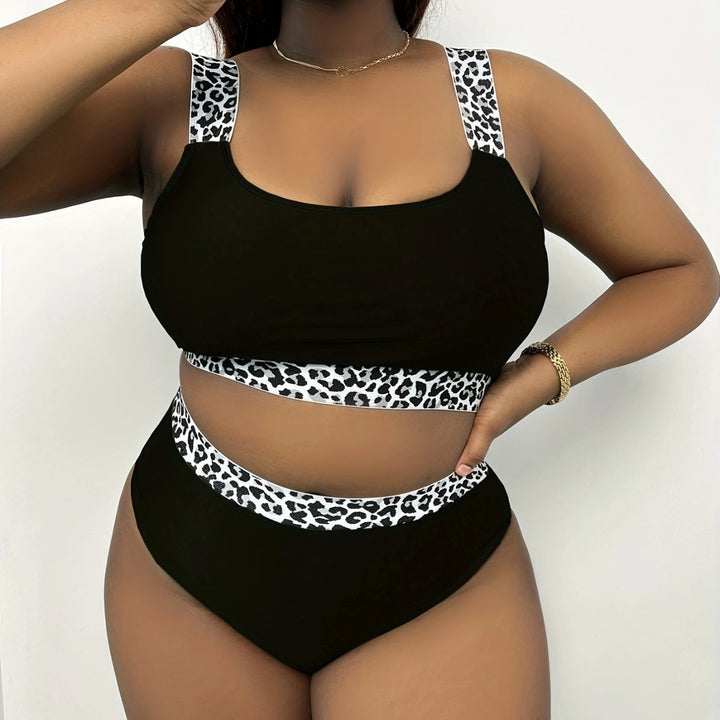 Damen Hochgeschnittenes Bikini-Set mit trendigem Tiermuster Drune