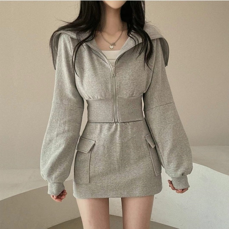 Damen sportliches Hoodie Kleid mit praktischen Taschen Drune