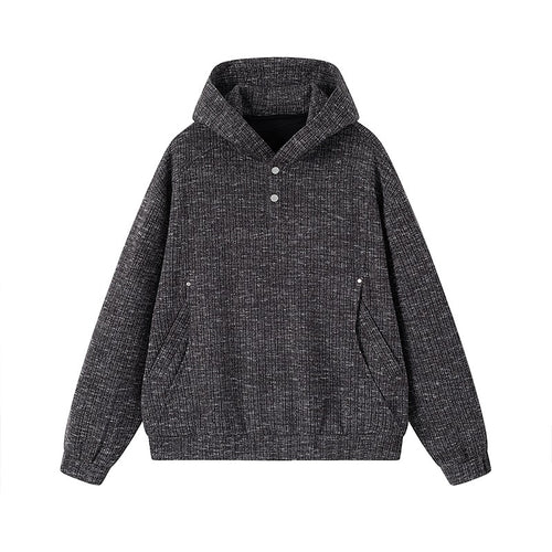 Damen Modischer Kapuzenpullover mit Knopfdetails Drune