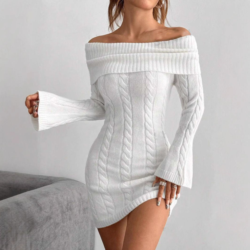 Damen Strickkleid mit Off-Shoulder Design Drune