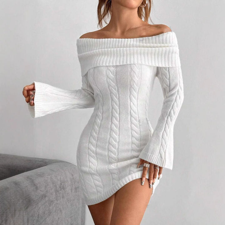 Damen Strickkleid mit Off-Shoulder Design Drune