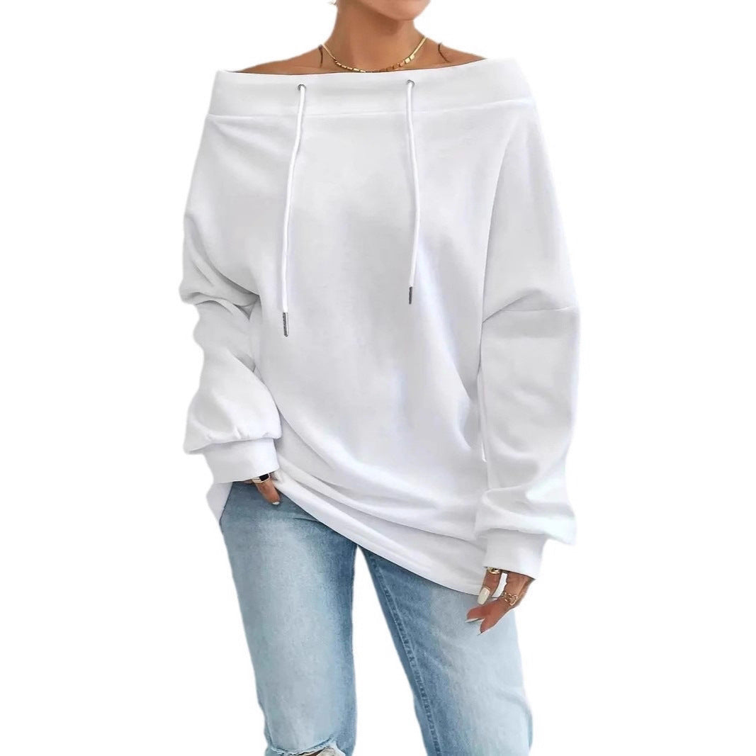 Damen Oversized Sweatshirt mit lässigem Off-Shoulder-Ausschnitt Drune